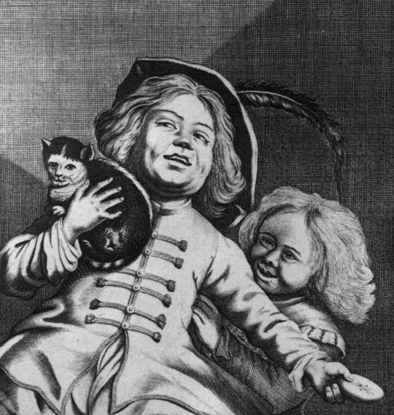 Two Children with a Cat