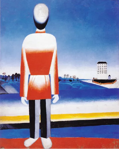 Man in Suprematischer Landschaft