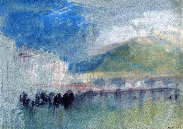 Rouen, The Bridge of Boats and the Stone Bridge, with Montagne Ste-Catherine Beyond