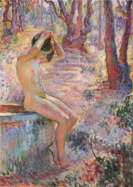 Young Girl by Fountain