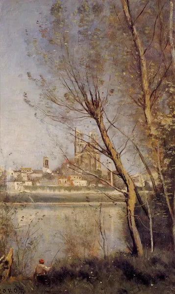 Mantes - The Cathedral and the City Seen Through the Trees