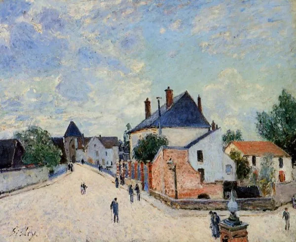 Street in Moret Porte de Bourgogne from across the Bridge