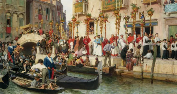 An Der Riva Dei Schiavoni Eine Prozession in Venedig