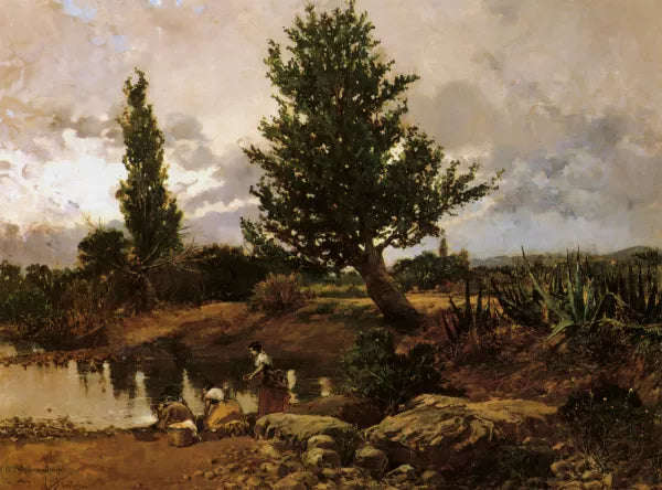 Washerwoman Along a Rivers Edge