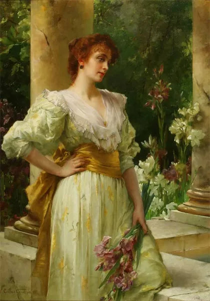 Woman Holding Irises