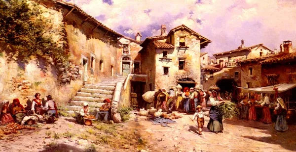 Vista Rural de los Alrededores de un Pueblo de Roma