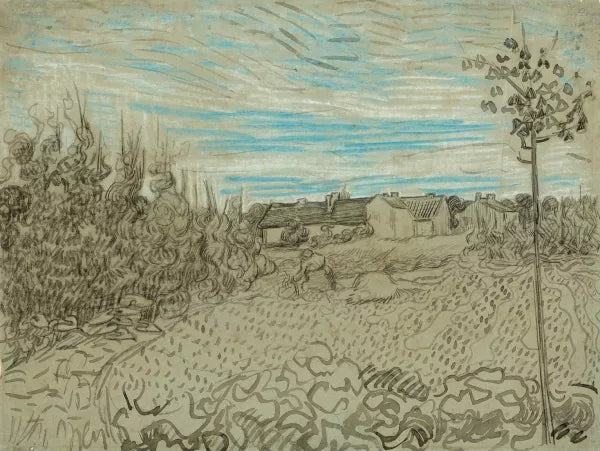 Cottages with a Woman Working in the Middle Ground